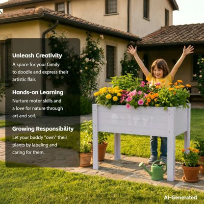 Raised Garden Bed with DIY Chalkboard, 30 x 24 x 18 inch, Gray - color: Gray