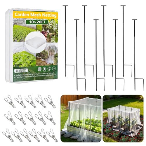 8 Pack 2.7ft Metal Garden Netting Covers Kit for Raised Beds