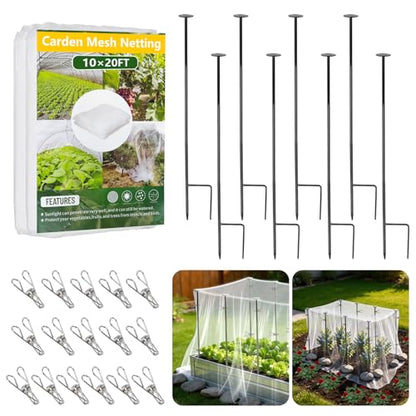 8 Pack 2.7ft Metal Garden Netting Covers Kit for Raised Beds