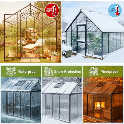 Bezseller 12 Pcs 5'x2' Polycarbonate Greenhouse Panels, Translucent White - color: Transparent, size: 0.32"丨12 Pcs