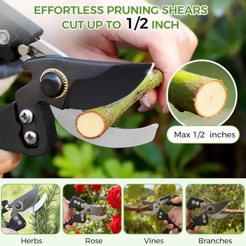 Pruning Shears and Garden Loppers 2pc Set, 15" Branch Cutter
