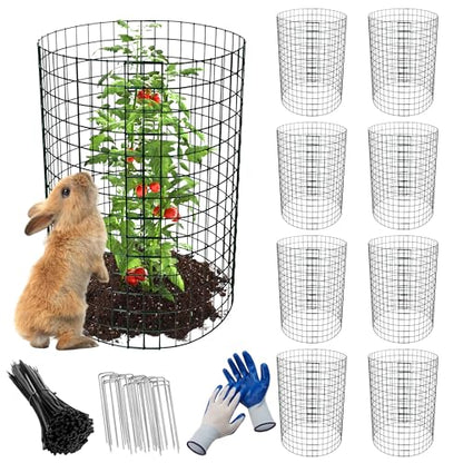 8 Pack 16x12 inch Plant Protector, Wire Garden Cages with Stakes & Ties - size: 24PCS-16"x 12"