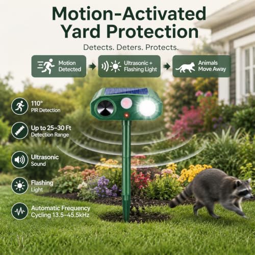 Sonic Fortress Pro Deer Repellent Device Solar Ultrasonic Animal Repellent