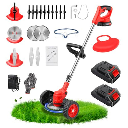 ALSO GO 24V Electric Weed Wacker with Wheels, Grass Trimmer Cordless