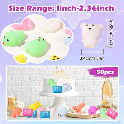 50-Pack Squishy Fidget Toys Blind Bags – Mini Mochi Squishies Mystery Toys for Kids, Party Favors, Classroom Prizes, Goodie Bag Stuffers, Sensory Stress Relief Squeeze Toy - color: Squishy