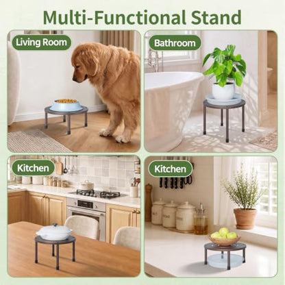 LASZOLA Small Plant Pot Stand Indoor Outdoor with Saucers Trays, 5Pcs Metal - color: Bronze with Saucers