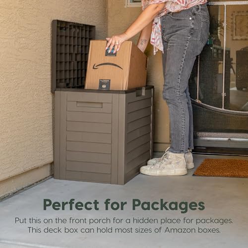 IRIS USA 35 Gallon Outdoor Deck Box, Lockable, Weather-Resistant, Brown - color: Brown