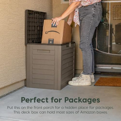IRIS USA 35 Gallon Outdoor Deck Box, Lockable, Weather-Resistant, Brown - color: Brown