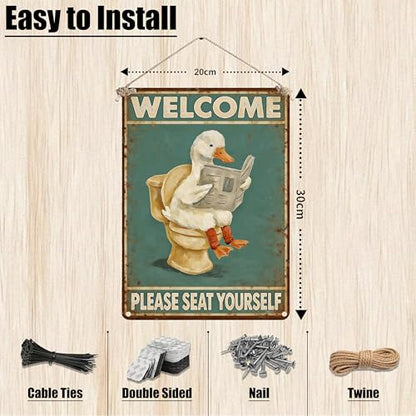 Welcome Please Seat Yourself Funny Goose Metal Sign 8×12 Inch - color: Bathroom C, size: 8*12inch
