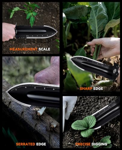 SUNPOW Metal Detector Shovel, Heavy Duty Double Serrated Edge Digging Tool