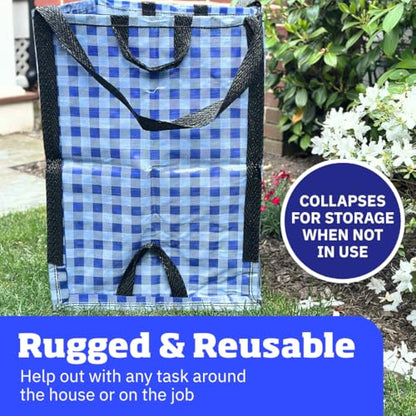 DURASACK Heavy Duty Home and Yard Bags, Gingham Blue - color: Gingham Blue