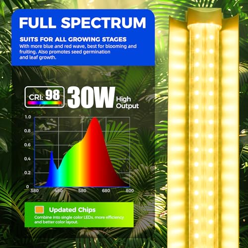 Barrina 3FT T8 Grow Light, 30W Full Spectrum Plant Light, Yellow, 6 Packs - color: Yellow, size: 3FT-6 Packs