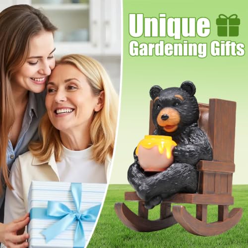Sheaifun Solar Black Bear Garden Statue Resin Bear with Light Outdoor Decor - style: Black Bear