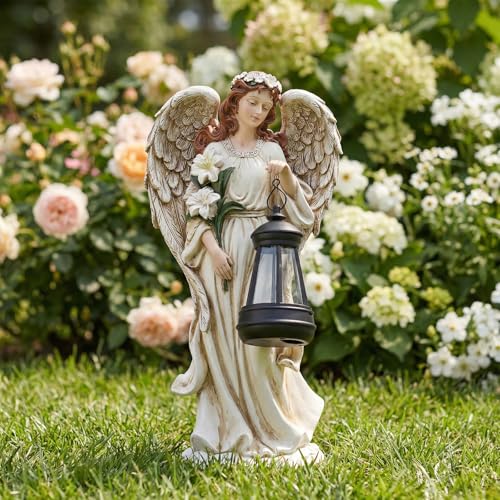 Garden Angel Statue, Solar Garden Angel Statues for Outside with Lantern - color: Lantern