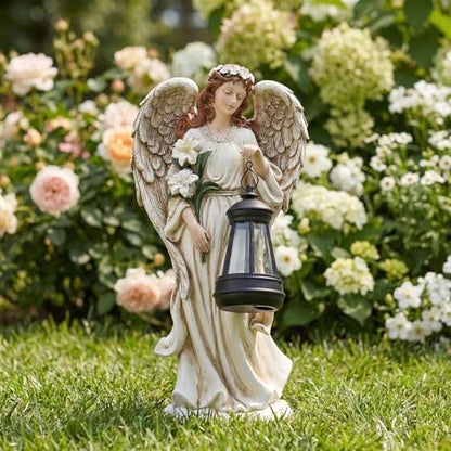 Garden Angel Statue, Solar Garden Angel Statues for Outside with Lantern - color: Lantern