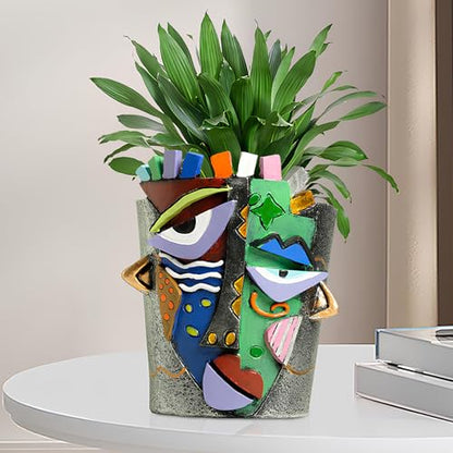 Mrlikale Abstract Face Planter Pots, Unique Head Planter with Drainage Hole - color: Abstract Face 1, size: Large