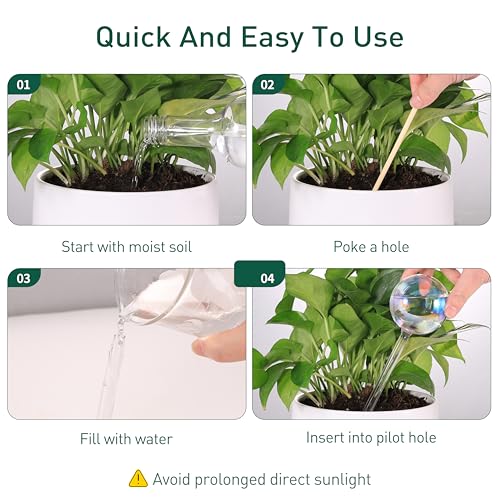 Soilagua Rainbow Plant Watering Globes, Extra-Thick Glass, 6 Pack - size: Regular – 6 Pack