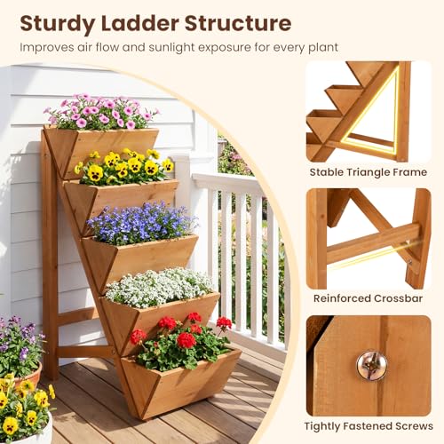 HAPPYGRILL 5-Tier Vertical Raised Garden Bed with Legs - size: 5-Tier