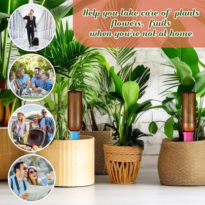 SiliFine 6 Sets Terracotta Watering Spikes,Brown and Mixed Color - color: Brown and Mixed Color