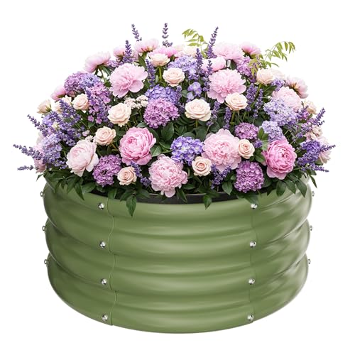 ZXZYHFTY Round Raised Garden Bed Set, 1 Pack, 2 x 2 x 1 Ft, Green - color: Green