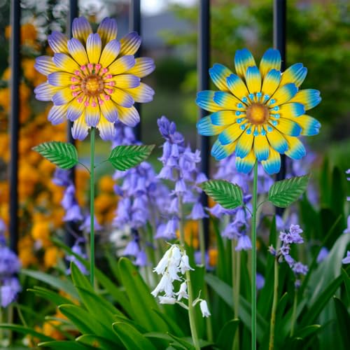 Metal Flower Decorative Garden Stakes,2 Pack Large Flower Stakes - color: Flower-2 Pack（2）