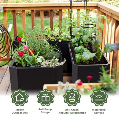 Metal Rectangular Planter Box 36"L x 15"W x 15"H Steel Black Planter Box - color: Black
