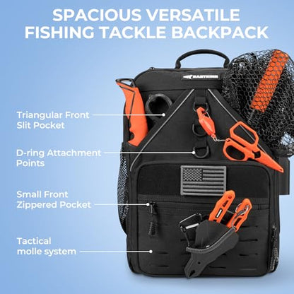 KastKing KarryAll Fishing Backpack with Rod Holder 4 Tackle Boxes, 40/26L - color: Medium (26 L) - Black