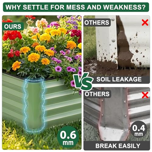 2 Pack 4x2x1 Ft Galvanized Raised Garden Bed, Green - size: 4x2x1 (Pack of 2)