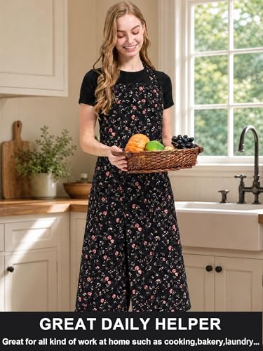 Molaxhome Split Pottery Apron with 3 Pockets Unisex with Adjustable Strap - color: Blackflower