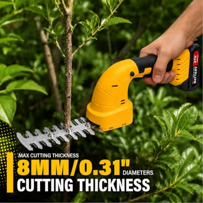 2-in-1 Cordless Hedge Trimmer & Grass Shear, 21V, Yellow
