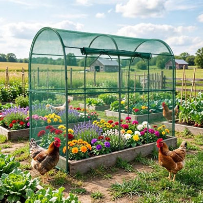 Crop Cages for Garden Plant, Plant Protection Tent with Zippered Door, Raised Bed Cover, Garden Bed Cover with Frame, Wind-Resistant Plant Cages for Outdoor Plants Vegetable Flower 87''*43''*71'' - size: 87''*43''*71''
