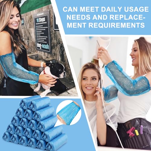 Yinder 200 Pcs Plastic Disposable Sleeves Arm Protectors Bulk - color: Blue