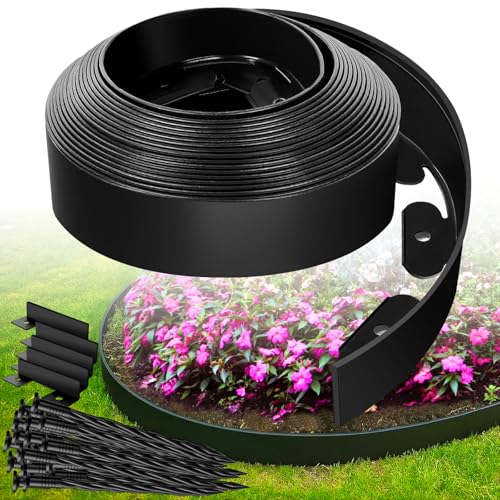 Landscape Edging Border - 3”x80’ Garden Edging Border with 100 Stakes, No Dig Lawn Edging for Landscaping for Garden Bed, Thickened Top Edge Flexible Flower Bed Border Edging for Outdoor - size: 3IN - 80FT