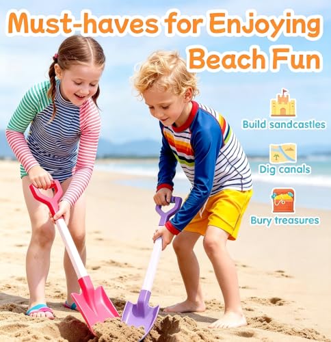 20 Inch Heavy Duty Plastic Beach Shovels for Kids Sand & Snow Digging - color: Pink-Purple