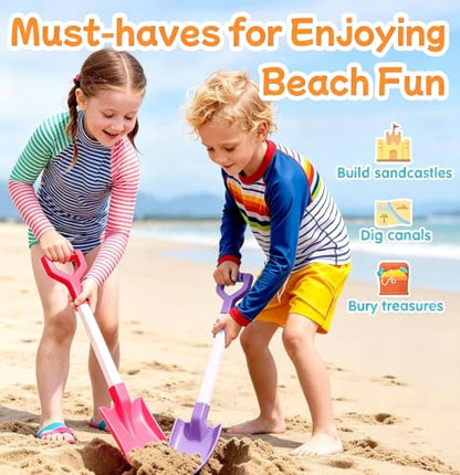20 Inch Heavy Duty Plastic Beach Shovels for Kids Sand & Snow Digging - color: Pink-Purple