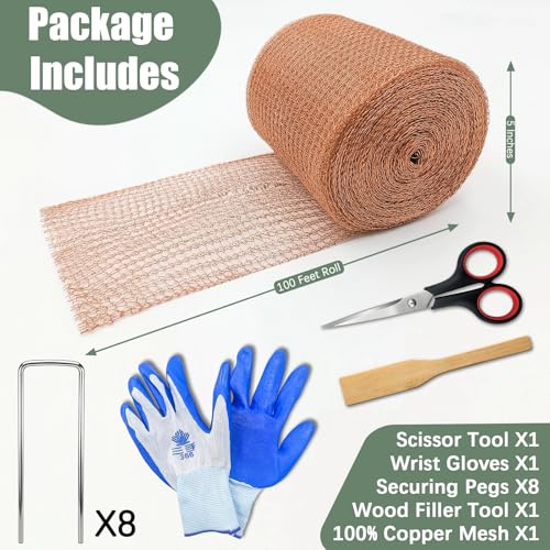 5" X 100 Ft Copper Mesh Rodent Control, Premium Copper Wool