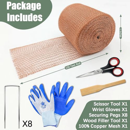 5" X 100 Ft Copper Mesh Rodent Control, Premium Copper Wool