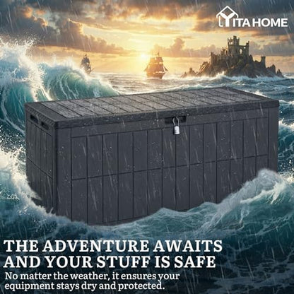 YITAHOME 134 Gallon Large Deck Box - color: Dark Gray, size: 134 Gallon