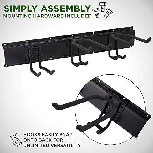 Tool Storage Rack, 8 Piece Garage Organizer, Metal, Wall mounted, Holder for Broom, Mop, Rake Shovel & Tools, By Right-Hand Storage Solution