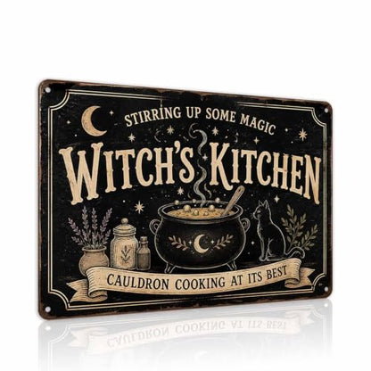 Halloween Metal Art Sign Witch's Kitchen Cauldron Cooking Decor - color: 10A