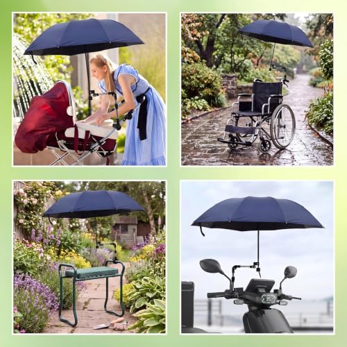 Garden Umbrella Holder with Umbrella for Chair, 180° Adjustable Clamp