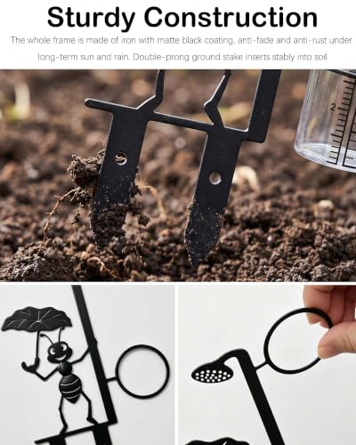 Cute Ant Rain Gauge Outdoor, Metal Gauge Stake with Acrylic Clear Tube