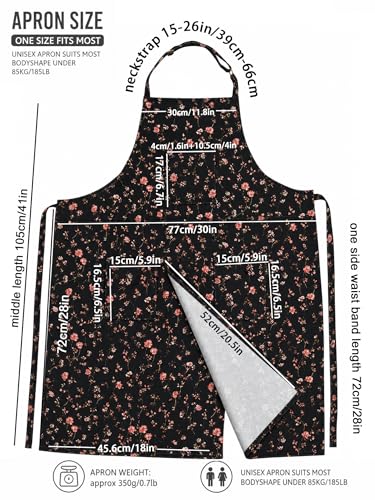 Molaxhome Split Pottery Apron with 3 Pockets Unisex with Adjustable Strap - color: Blackflower