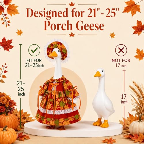 Fall Porch Goose Outfit for 23 Inch Goose Statue - color: Fall Maple Leaf
