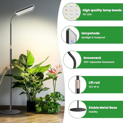 Wiaxulay Floor Plant Lights for Indoor Growing, Full Spectrum Grow Light - size: 1 Head-Black