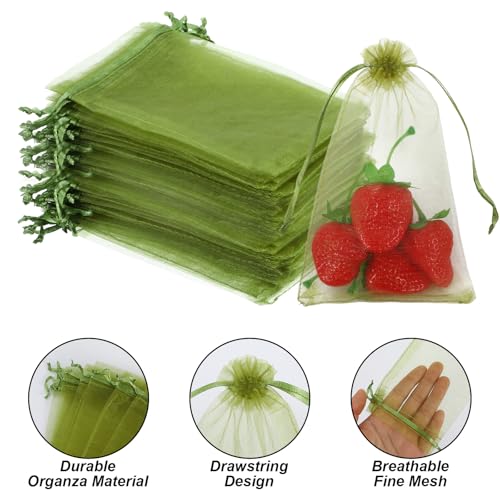 100 Pcs 4 x 6 Inch Fruit Protection Bags, Drawstring Mesh Netting Cover