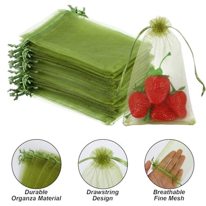 100 Pcs 4 x 6 Inch Fruit Protection Bags, Drawstring Mesh Netting Cover