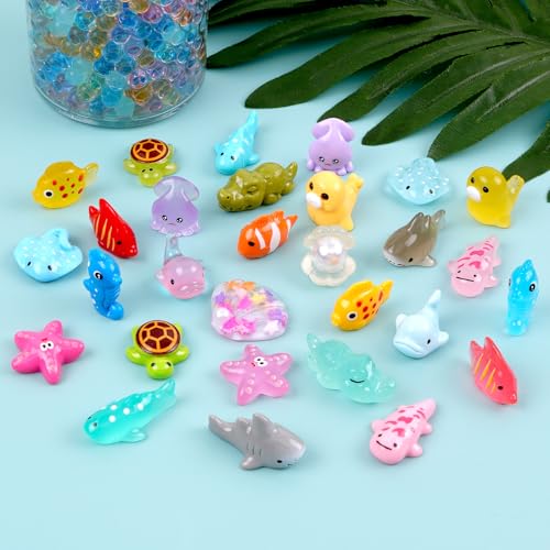 30PCS Ocean Resin Animals Variety Pack, Tiny Sea Animal Figurines - color: Fixed Marine Life