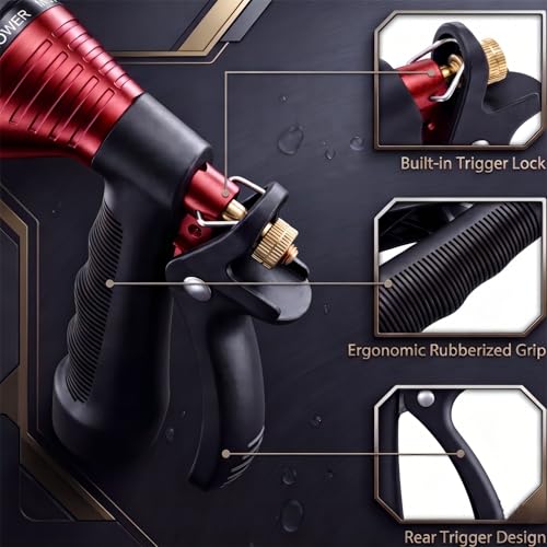 GREEN MOUNT Water Hose Nozzle 2-Pack, Zinc Alloy Garden Spray Nozzle with Adjustable Spray Patterns, Leakproof Rustproof Trigger Lock for Outdoor Cleaning & Car Wash, Red & Red - color: Red & Red