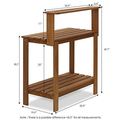 Furinno Tioman Outdoor Potting Bench with Storage Shelf, Natural - size: 3-Tier